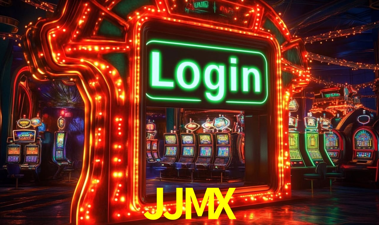 Escena dinámica inspirada en casino con iluminación JJMX, cartas, fichas e íconos de juegos digitales en un espacio moderno de juegos.